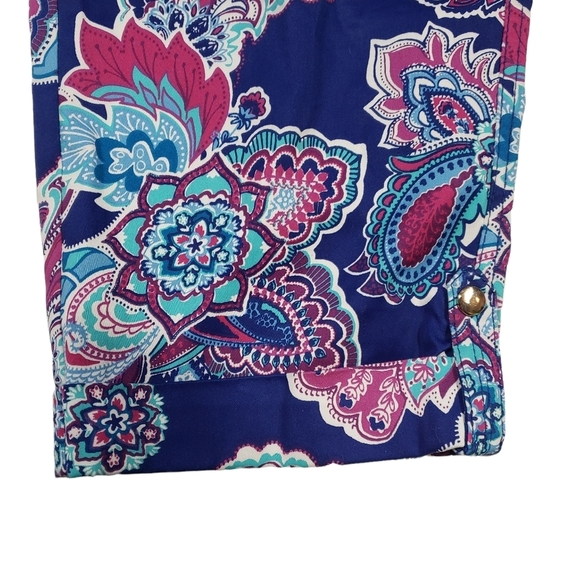 Chicos Luxe Floral Paisley Print Utility Cropped Pants Sz 1 US 8 Medium Stretchy - Picture 9 of 16